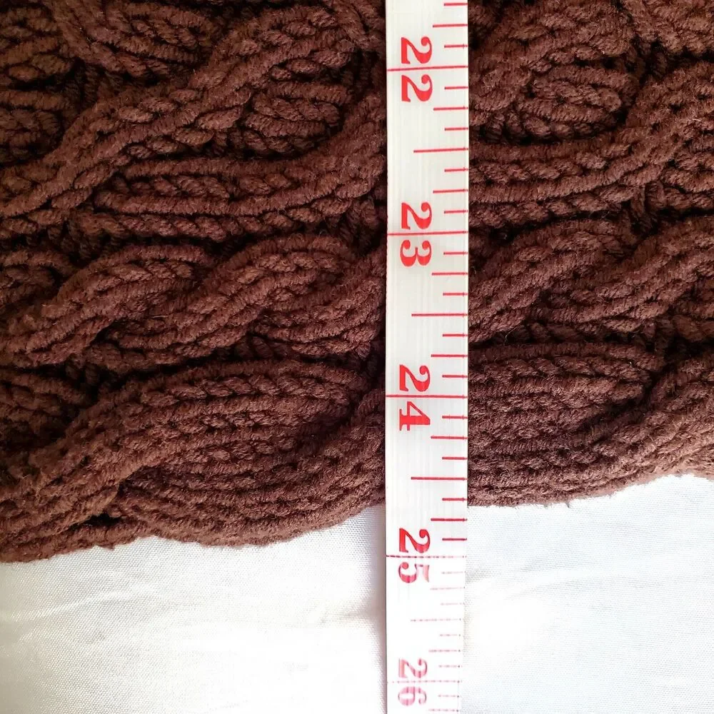 Women Brown Cardigan Cable Sweater M Twee Dark Cottage Cozy Witchy Granny Scandi